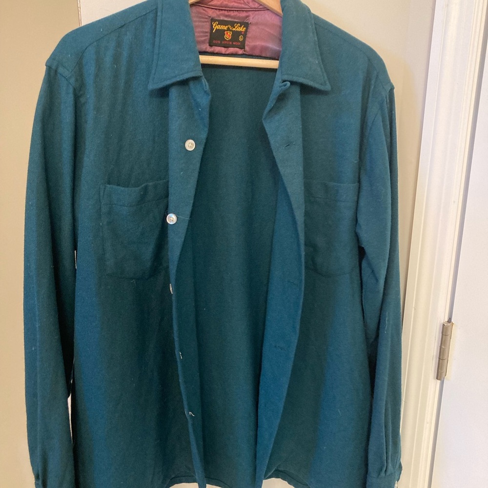 Forest green wool vintage shacket